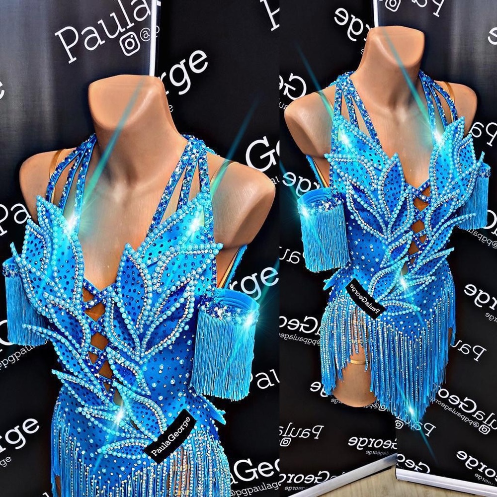Gorgeous Blue Latin/Rhythm Ballroom Competition Dress